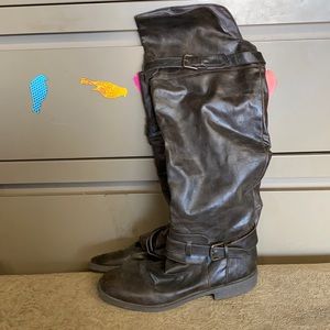 Brown Over the Knee Leather Boots, used, size 10